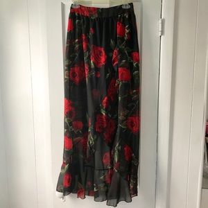 A’GACI Flamenco Style High Low Floral Skirt